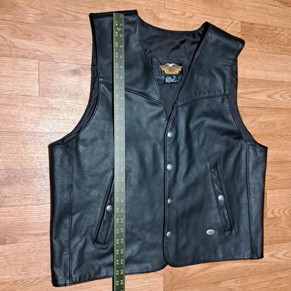 Harley Davidson Black Leather Vest SizeXLarge Made in USA